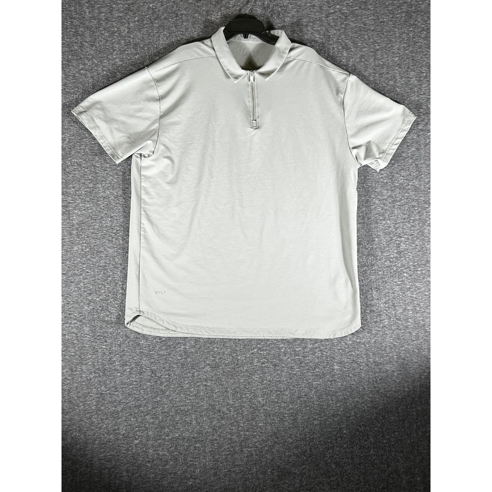 BYLT Premium Basics Lux Quarter Zip Polo Mens 3XL Light Grey Short Sleeve Golf